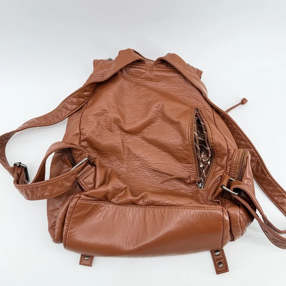 Montana West Brown Faux Leather Studded Backpack Purse Western Boho Bag